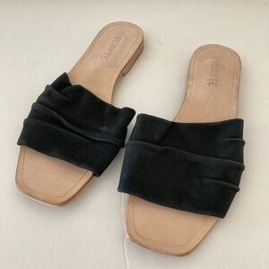 NWOT Slayte Free People Georgie Black Leather Slide Sandals Sz 7.5